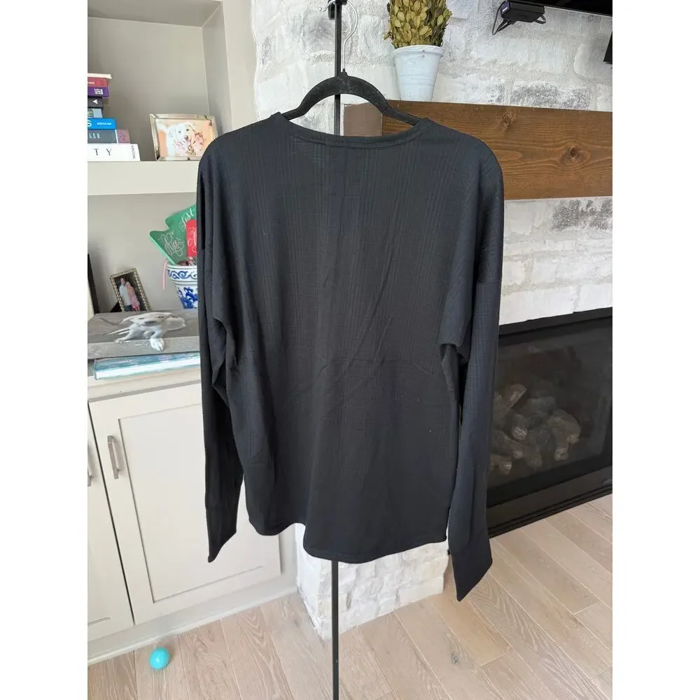 Nike Dri-fit Men's Black Long Sleeve Polyester Textured Top Size M